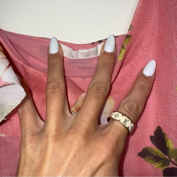 Zara Printed Tulle Strappy Pink Floral Top - Picture 5 of 7